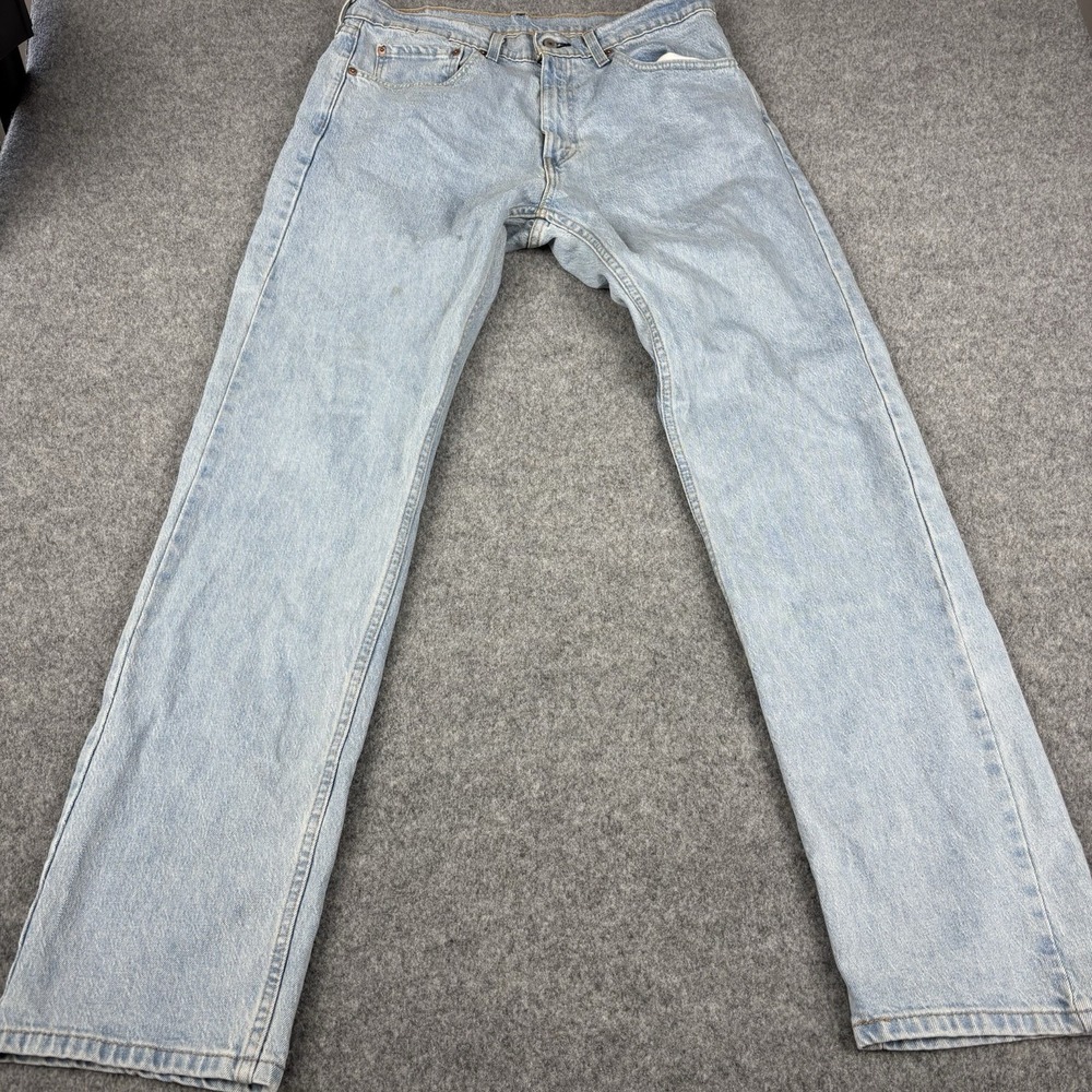 Levi's 505 Jeans Mens 34x34 Light Wash Straight Leg Faded Blue Denim‎ Classic